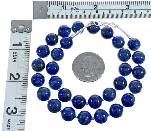 Sterling Silvers Southwest Lapis Round Bead Necklace BX120531